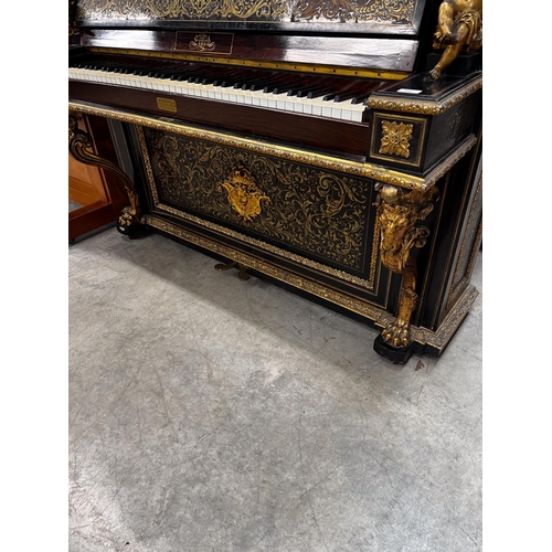 50 - Erard (c1851)An Art cased upright piano in a rosewood and brass Boulle case, decorated with foliate ... 