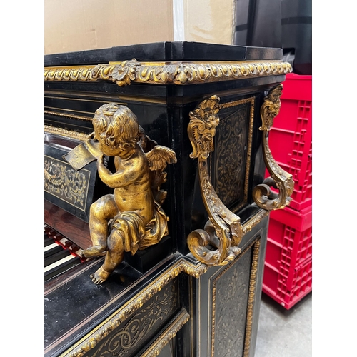 50 - Erard (c1851)An Art cased upright piano in a rosewood and brass Boulle case, decorated with foliate ... 