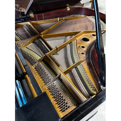 56 - Yamaha (c1957)A 5ft 7in Model G2 grand piano in a bright ebonised case on square tapered legs; toget... 