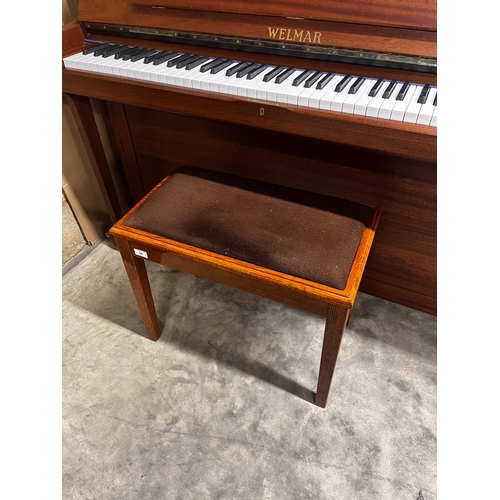 58 - Welmar (c1998)An upright piano in a traditional satin mahogany case; together with a stool.