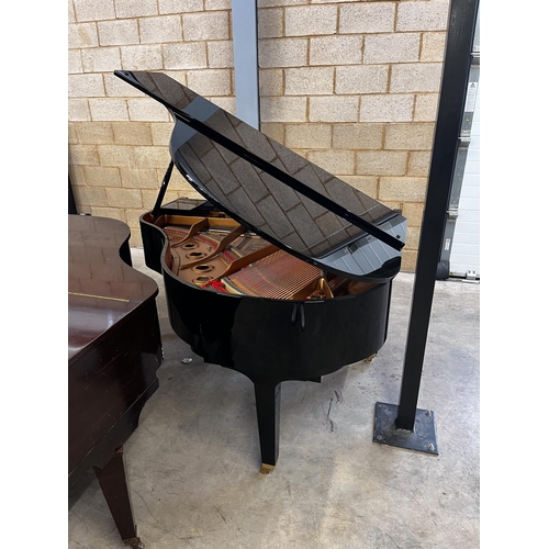 62 - Yamaha (c2012)A 5ft Model GB1K grand piano in a bright ebonised case on square tapered legs; togethe... 