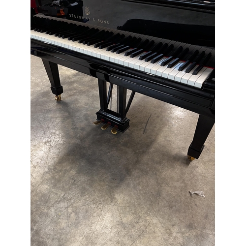 83 - Steinway (c1985)A 6ft 2in Model A grand piano in a bright ebonised case on square tapered legs; toge... 