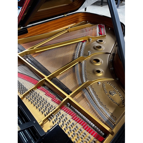 83 - Steinway (c1985)A 6ft 2in Model A grand piano in a bright ebonised case on square tapered legs; toge... 
