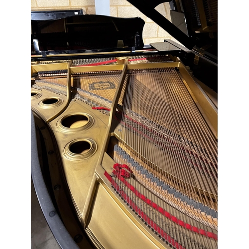 87 - Yamaha (c1980)A 6ft 7in Model C5 grand piano in a bright ebonised case on square tapered legs; toget... 