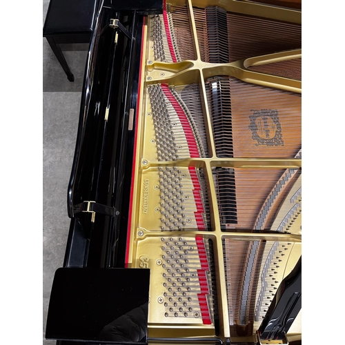 92 - Yamaha (c1993)A 6ft 7in Model C5 grand piano in a bright ebonised case on square tapered legs; toget... 