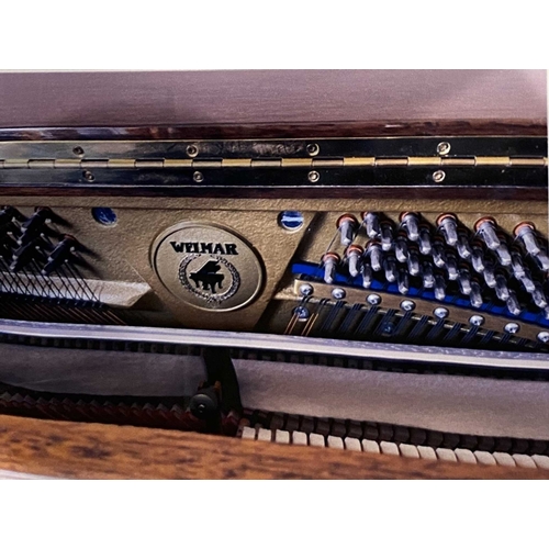 63 - Welmar (c1980s)An upright piano in a traditional bright mahogany case; together with a stool.