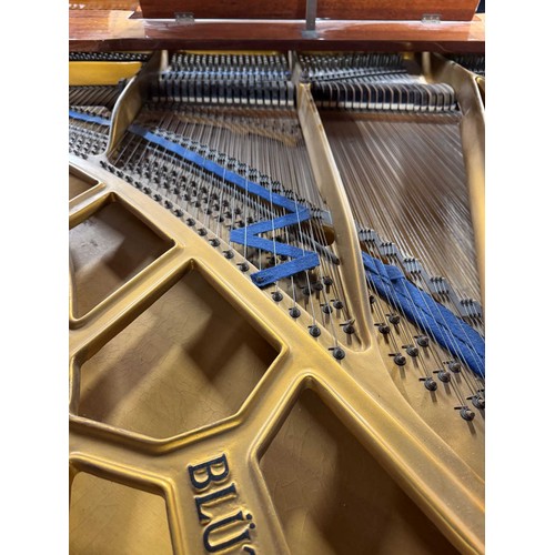 52 - Blüthner (c1976)A 6ft 3in Model 6 grand piano in a bright mahogany case on square tapered legs; toge... 