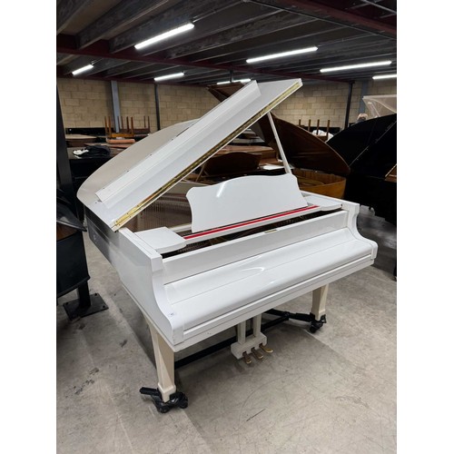 93 - Yamaha (c1988)A 5ft 7in Model G2 grand piano in a bright white case on squarer tapered legs; mounted... 