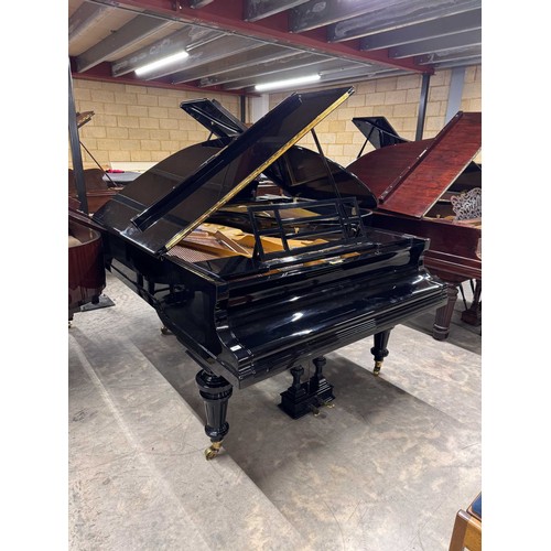 104 - Blüthner (c1913)A 6ft 3in Style 8 grand piano in a bright ebonised case on turned and fluted legs; t... 