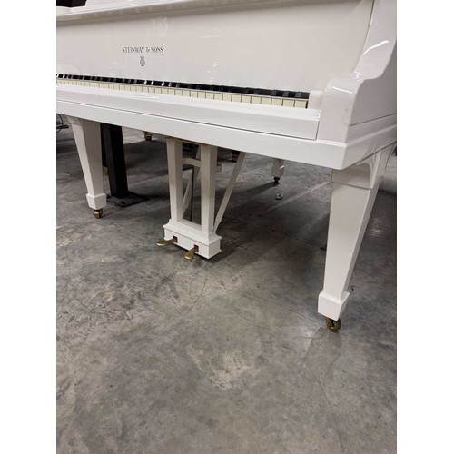 113 - Steinway (c1928)A 5ft 7in Model M grand piano in a bright white case on square tapered legs; togethe... 