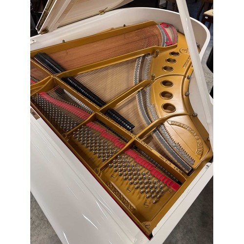 113 - Steinway (c1928)A 5ft 7in Model M grand piano in a bright white case on square tapered legs; togethe... 