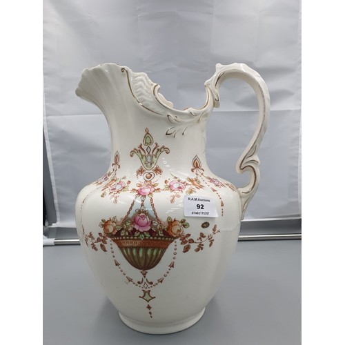 92 - Extra Large Devon Ware Jug ETNR Numbered 13