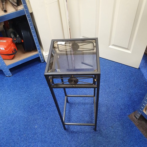 12 - Beveled Top Glass and Metal Plant Stand.