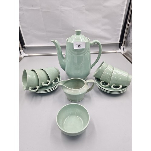 35 - Woods Vintage Green Coffee Set.