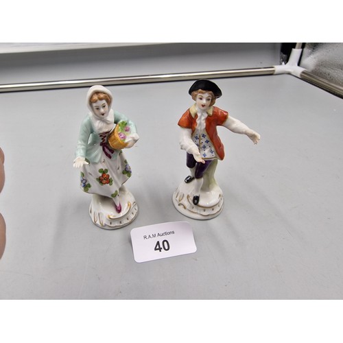 40 - Pair of Antique Figures of a Man and a Woman.