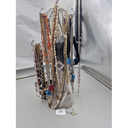 104 - Fashion and Vintage Jewelry to Include Necklaces, Bracelets Etc. (stand Not Included)