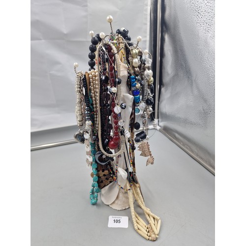 105 - Fashion and Vintage Jewelry to Include Necklaces, Bracelets Etc. (stand Not Included)