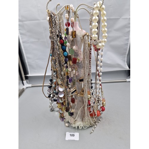 109 - Fashion and Vintage Jewelry to Include Necklaces, Bracelets Etc. (stand Not Included)