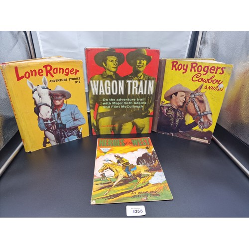 135B - Wagon Train Book, Lone Ranger Adventure Stories Number 2, Lone Ranger Cowboy Annual and Heroes Of Th... 