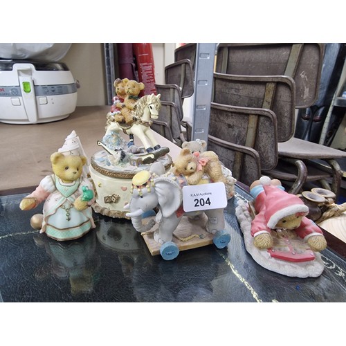 204 - Set Of 5 Cherished Teddies To Include Musical Rocking Horse.