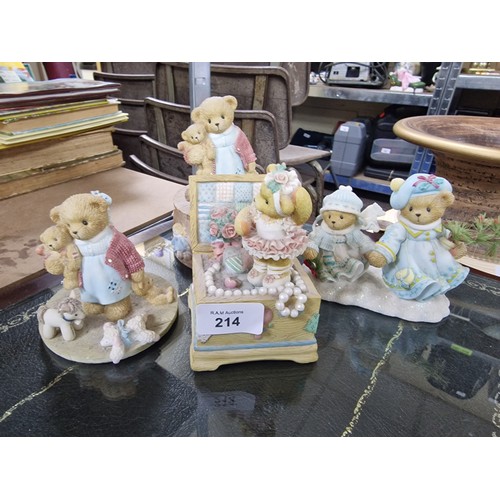 214 - Set Of 4 Cherished Teddies To Include Musical Box.