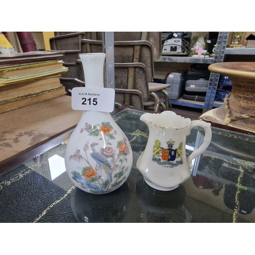 215 - Crested Ware Chester Jug and Wedgewood Bud Vase.