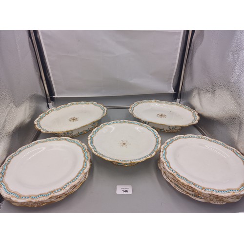 146 - Sandwich Set x10 Marked To Base To Include Footed Sandwich Plates x2, Footed Cake Stand and Plates.