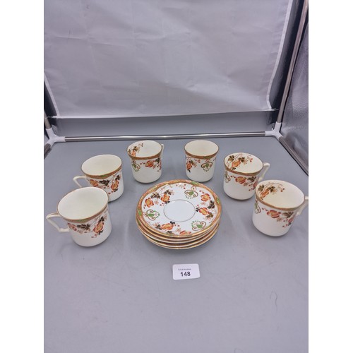 148 - Sutherland China Cups and Saucers. (6 Cups 5 Saucers)