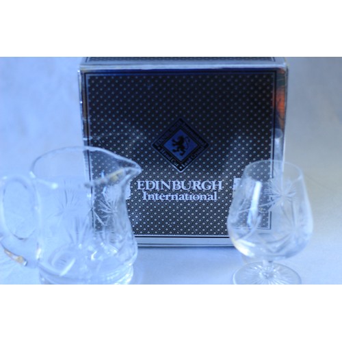 1 - 4 x Edinburgh Crystal Brandy Glasses (Boxed) + Jug