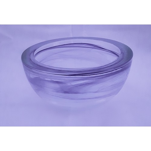 54 - Art Glass Circular Bowl with Purple Swirls