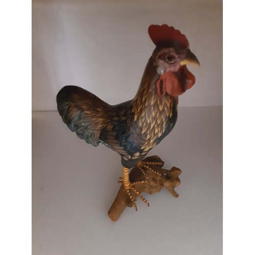 74 - Fabulously Carved Wooden Cockerel - Hand Painted. 37cm High.