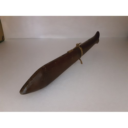 77 - Fish Carving Knife and Fork in Wooden Fish Shaped Holder