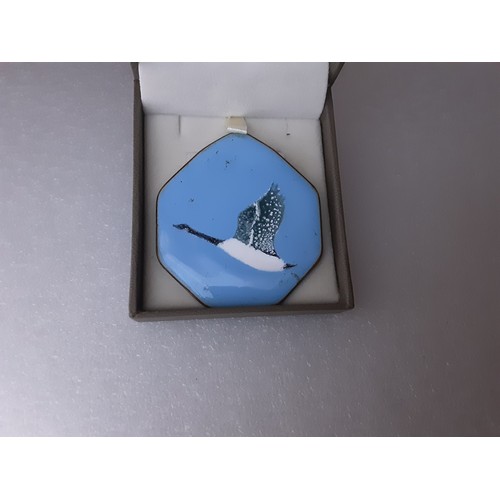 161 - Handmade Enamel Brooch of Bird in Flight Signed Eren, Canada, '79