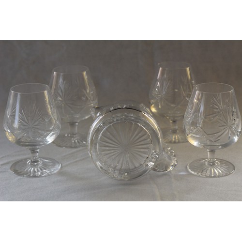 1 - 4 x Edinburgh Crystal Brandy Glasses (Boxed) + Jug