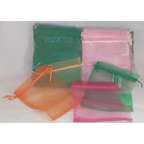 389 - 100 x Organza Jewellery/Gift Bags in 10 different colours