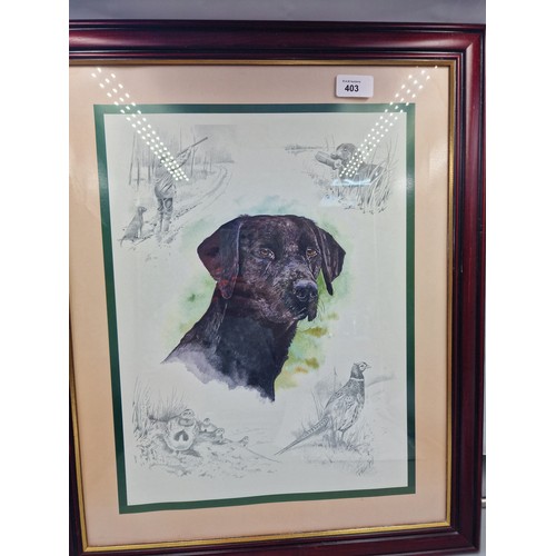 403 - Signed Paul Sly Dog/Hunting Picture.