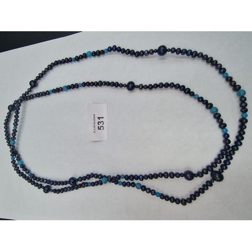 531 - Kaori Cultured Pearl And Turquoise Endless Necklace.