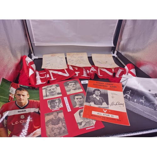 536 - Set Of Crewe Alex Signatures, Photos England Scarf and Others.