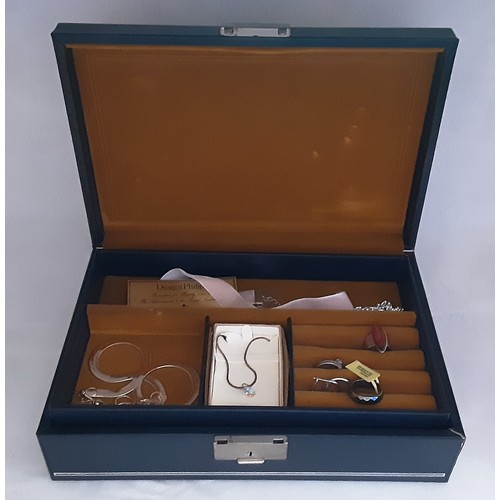 714 - Leather Locking Jewellery Box With Contents and Keys.