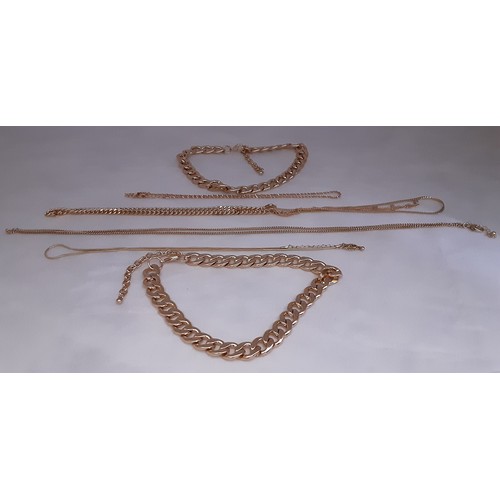 810 - 6 Gold Tone Chain Necklaces.