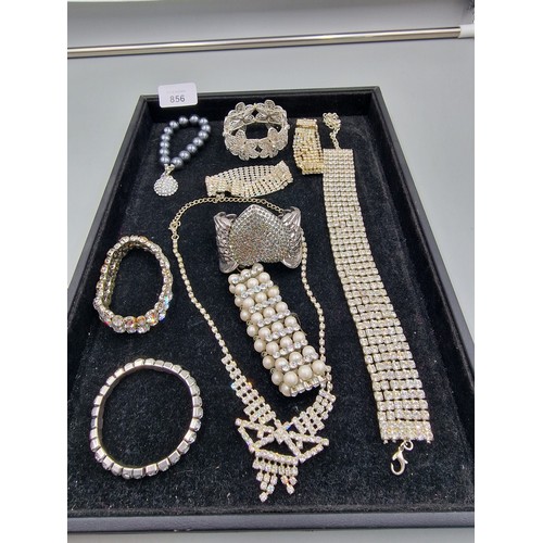 856 - Lot Of Fashion and Vintage Necklaces, Bracelets Etc. (Stand Not Included)