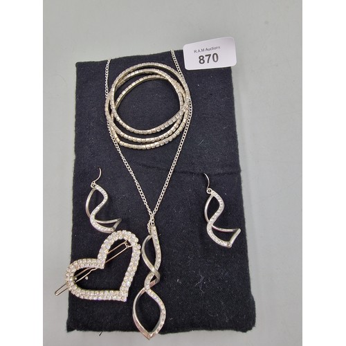 870 - Lot Containing Fashion and Vintage Necklace, Bracelets, A Brooch and Earrings. (Pad Not Included)