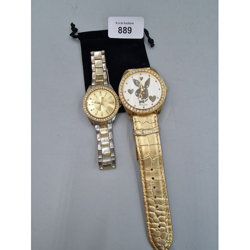 889 - 2 Gold Toned Watches To Include A Playboy Watch.