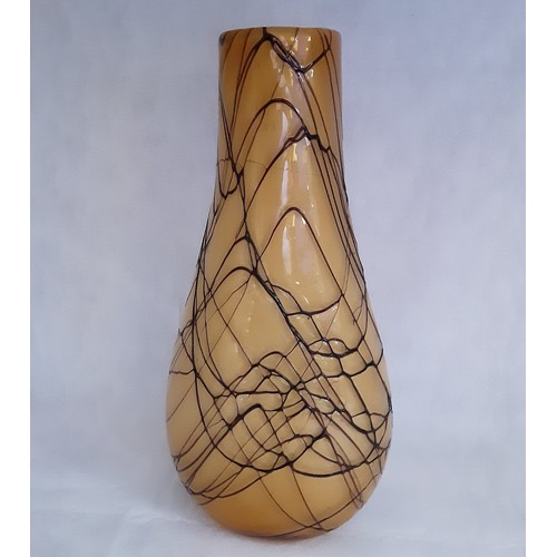 1012 - Art Glass Vase 20cm In Height - Gold and Brown