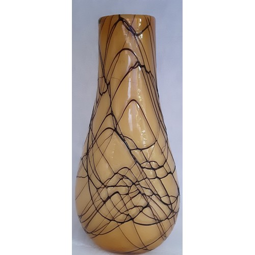 1012 - Art Glass Vase 20cm In Height - Gold and Brown