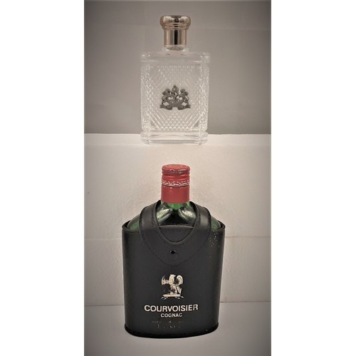 151 - Leather Covered Courvoisier Bottle + Ralph Lauren Bottle