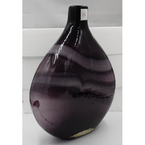 156 - Large Glass Teardrop Vase in Purple with patterned effect