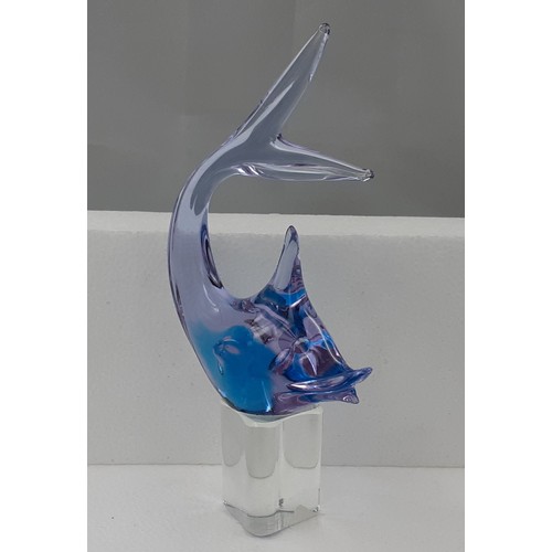 159 - Murano Glass Fish on Crystal Plinth