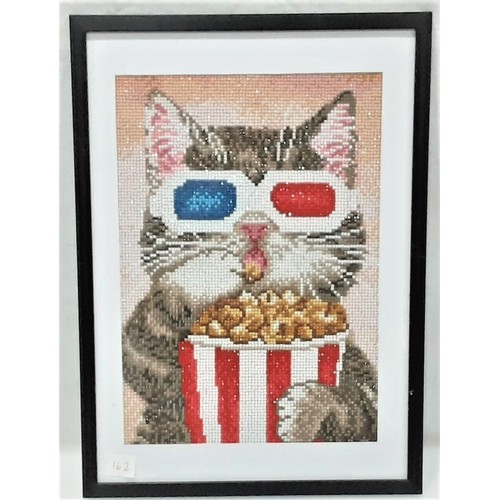 162 - Picture of Cat with 3D Glasses & Popcorn