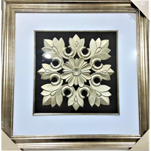 167 - Large Square Emblem Picture in Gold, Black & White - New - 26